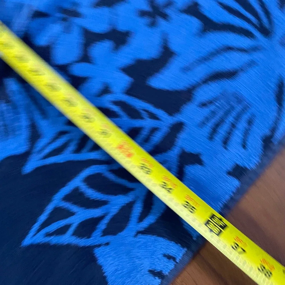 Kirkland Tropical Floral Beach Towel 36x66 Blue Hibiscus Egyptian Cotton Hawaii
